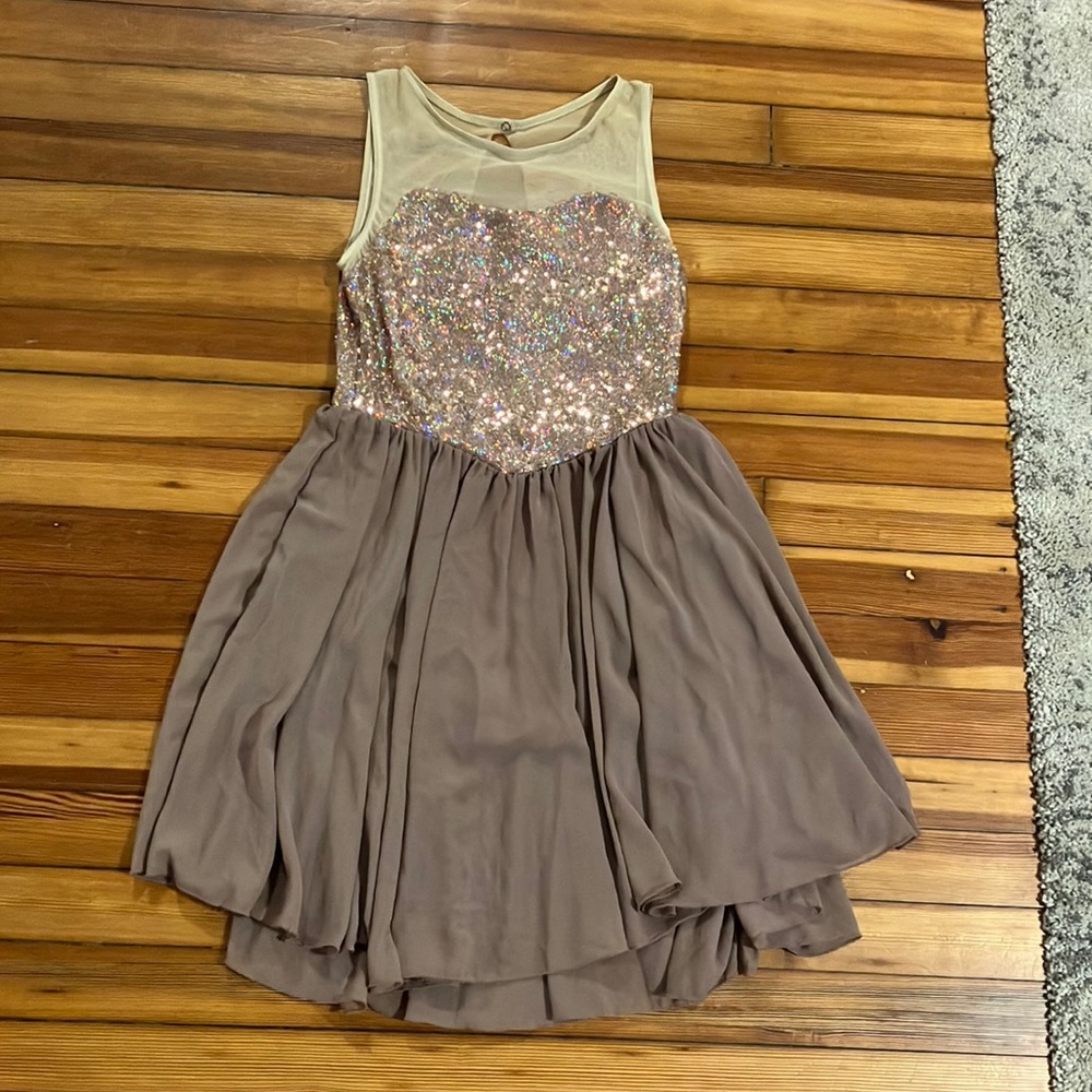 Dance Performance Nude Sparkle Bodice Dress